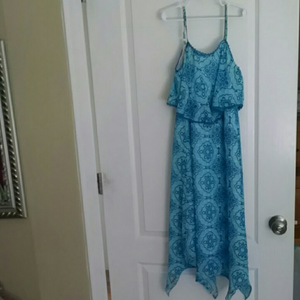 Long summer blue dress for girls